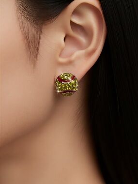 Green Crystal Dome Stud Earrings - Women Jewelry